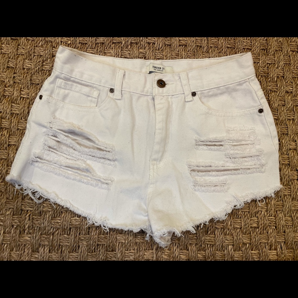 Forever 21 White Jean Shorts